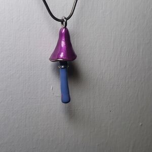 Purple Mushroom Pendant Necklace for Women